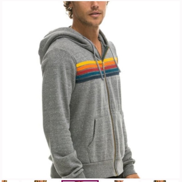 NEW Aviator Nation 5 Stripe Zip Hoodie Sweatshirt Medium Heather Grey $196 msrp - Picture 3 of 3